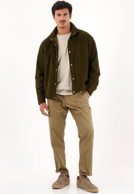 Abrigo En Corduroy Verde Para Hombre