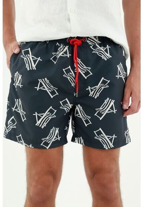 Pantaloneta De Baño Azul Estampada