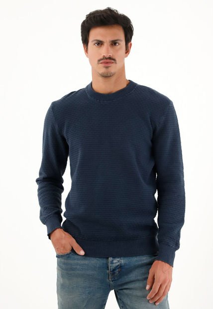 Buzo Tejido En Hilaza De índigo Azul Para Hombre