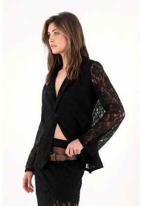 Tennis Blazer Negro En Encaje Para Mujer