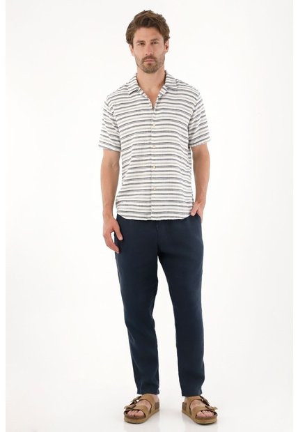 Tennis Camisa Tipo Bowling Preteñida A Rayas Para Hombre