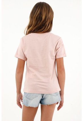 Camiseta Rosada Estampado Palmeras Para Niña