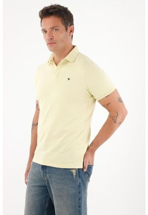 Tennis Polo En Piqué Licra Amarilla Para Hombre
