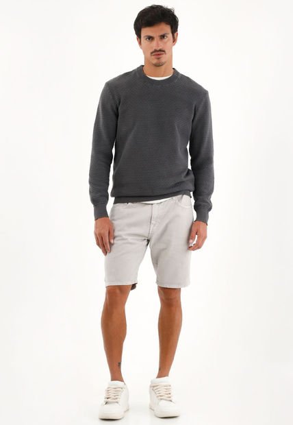 Buzo Tejido Gris Diseño Cerrado Para Hombre