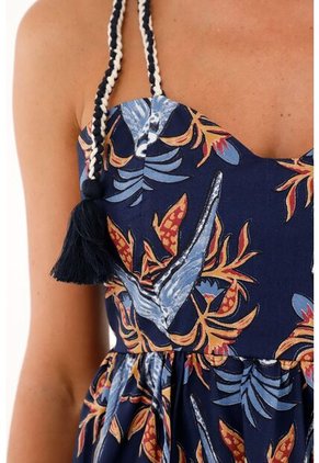 Vestido Corto Con Estampado De Aves Para Mujer