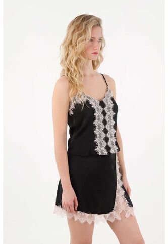 Tennis Falda Corta En Satín Negra Para Mujer Tennis