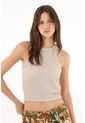 Tennis Camiseta Manga Sisa En Tejido Acanalado Café Para Mujer de Tennis