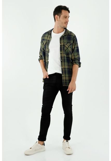 Jean Super Skinny Negro Con Efecto Cuero Para Hombre