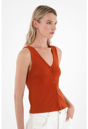 Camiseta Con Escote En V Roja Para Mujer