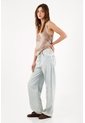 Tennis Jean Wide Leg Con Costuras Paneladas En Algodón Azul Claro Para Mujer de Tennis