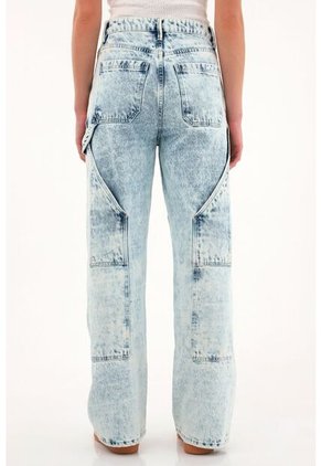 Tennis Jean Wide Leg Azul Tiro Alto Para Mujer