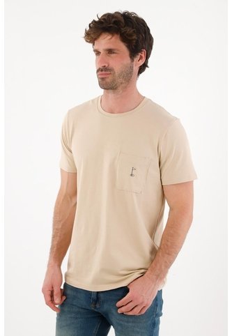 Tennis Camiseta Básica Con Bolsillo Y Estampado Café Para Hombre Tennis