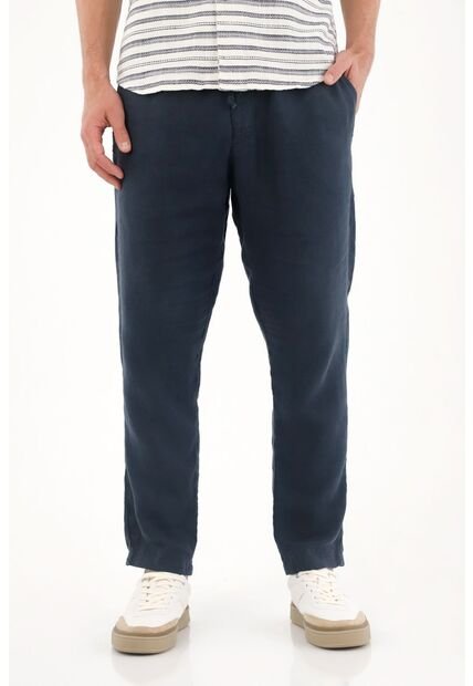Tennis Pantalón Chino En 100% Lino Azul Para Hombre