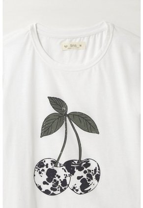 Tennis Camiseta Con Estampado Localizado Blanca Con Detalle Fruncido Para Mujer