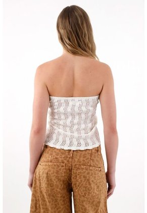 Tennis Camiseta Strapless En Tela Tejida Crudo Para Mujer