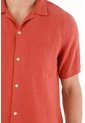 Tennis Camisa Manga Corta En 100% Lino Naranja Para Hombre de Tennis