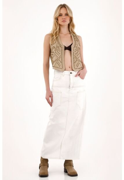 Tennis Falda Larga En Bull Denim Crudo Para Mujer