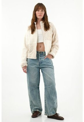 Tennis Abrigo Con Mix De Tejidos Crudo Para Mujer