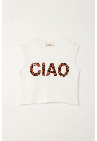 Camiseta Manga Sisa Con Estampado Blanca Para Niña Tennis