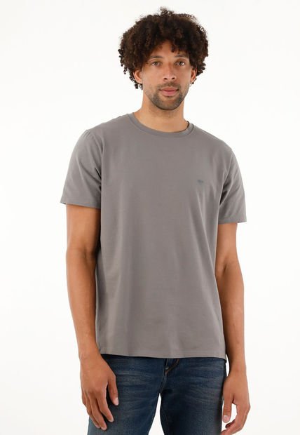 Camiseta Cuello Redondo Gris Para Hombre