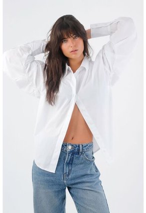 Tennis Camisa Para Mujer En Algodón Blanco Oversize Con Manga Larga