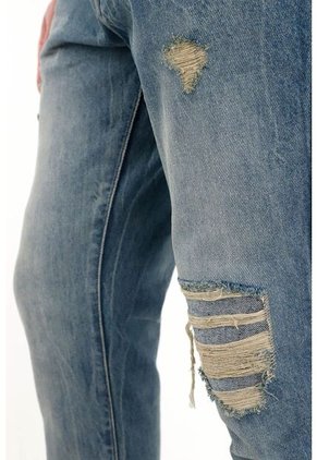 Tennis Jean Classic De Tiro Medio Con Rotos Y Bordado Posterior Para Hombre