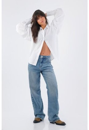 Tennis Camisa Para Mujer En Algodón Blanco Oversize Con Manga Larga