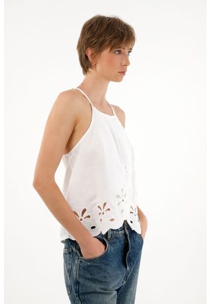 Tennis Camisa Cuello Halter Blanca Para Mujer