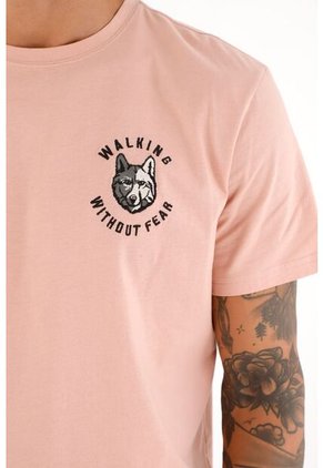 Camiseta Manga Corta Rosada Para Hombre