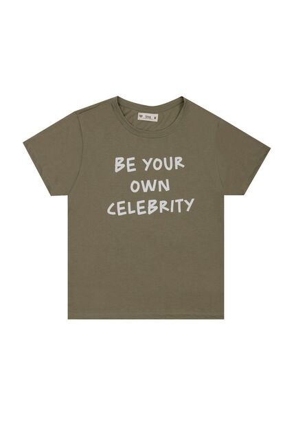 Camiseta Verde Con Estampado De Letras Para Mujer