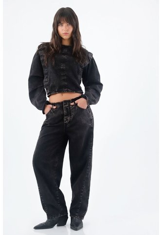 Tennis Jean Horseshoe En Algodón Negro Para Mujer Tennis