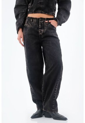 Tennis Jean Horseshoe En Algodón Negro Para Mujer