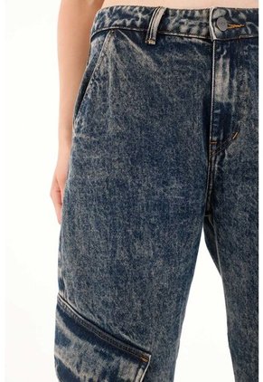 Tennis Jean Wide Leg Tiro Bajo Cargo Para Mujer