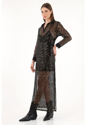 Tennis Vestido Con Transparencia Y Brillo Para Mujer