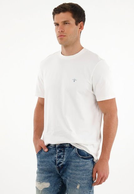 Camiseta Blanca Con Estampado Lucky Wolf Para Hombre