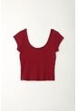 Tennis Camiseta En Rib Ajustada Roja Para Mujer de Tennis