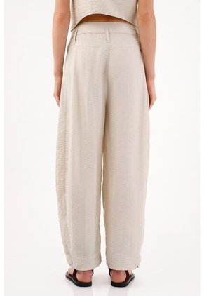 Tennis Pantalón Wide Leg Con Pinzas Frontales En Poliéster Beige Para Mujer