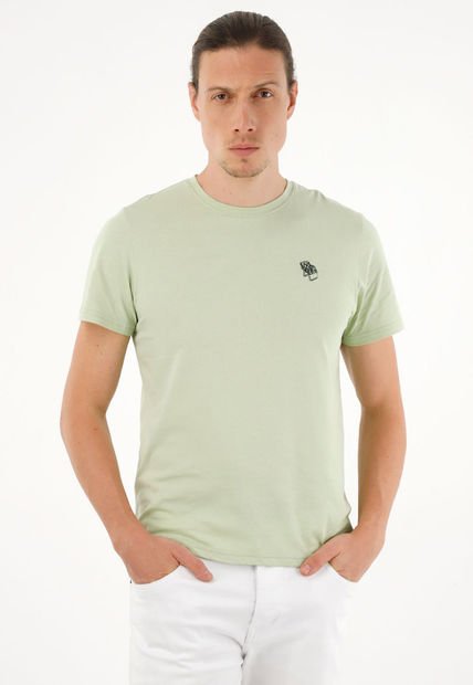 Camiseta Verde Estampada En Espalda Para Hombre