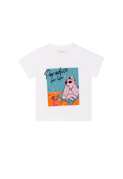 Camiseta Estampada Blanca Para Niña