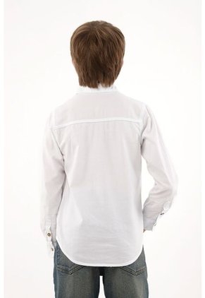Camisa Oxford Manga Larga Blanca Para Niño