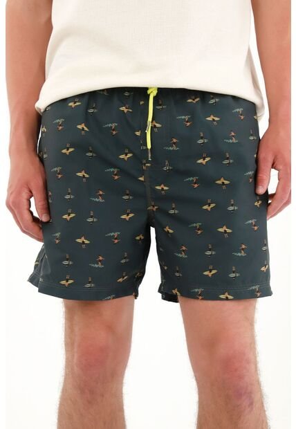 Tennis Pantaloneta Con Estampado De Surfistas Para Hombre