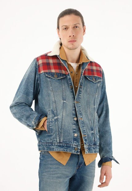 Chaqueta Tipo Trucker Forrada En Ovejo Para Hombre
