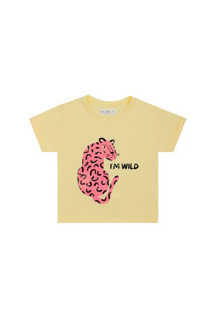 Camiseta Básica Estampada Amarilla Para Niña