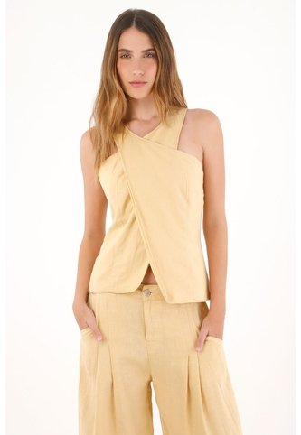 Tennis Camisa Con Diseño Cruzado Amarilla Para Mujer Tennis
