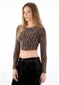 Tennis Camiseta Crop Animal Print Brillante Para Mujer de Tennis