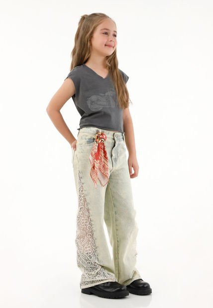 Camiseta Gris Con Estampado De Moto Para Niña