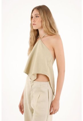 Camisa Con Escote Halter Café Para Mujer