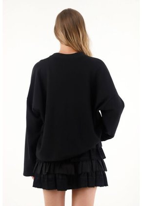 Tennis Buzo Negro Con Detalles Bordados Para Mujer