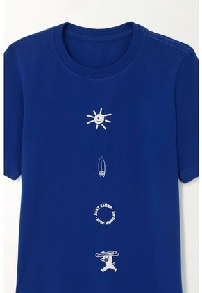 Camiseta Básica Estampada Azul Para Niño