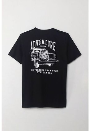 Tennis Camiseta Manga Corta Estampada Negra Para Hombre